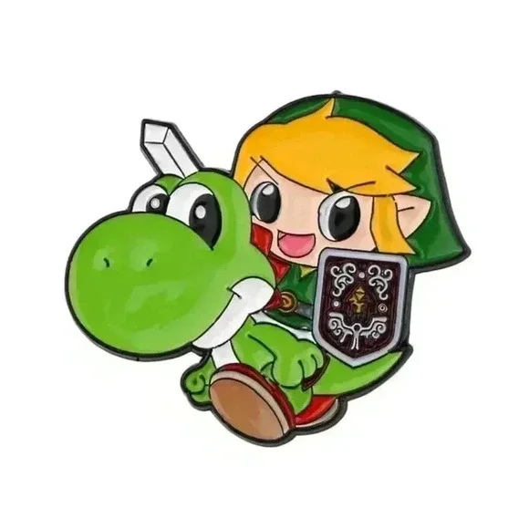 Epic Link & Yoshi Crossover Enamel Pin – Iconic Zelda x Mario Collab! - Picture 3 of 5